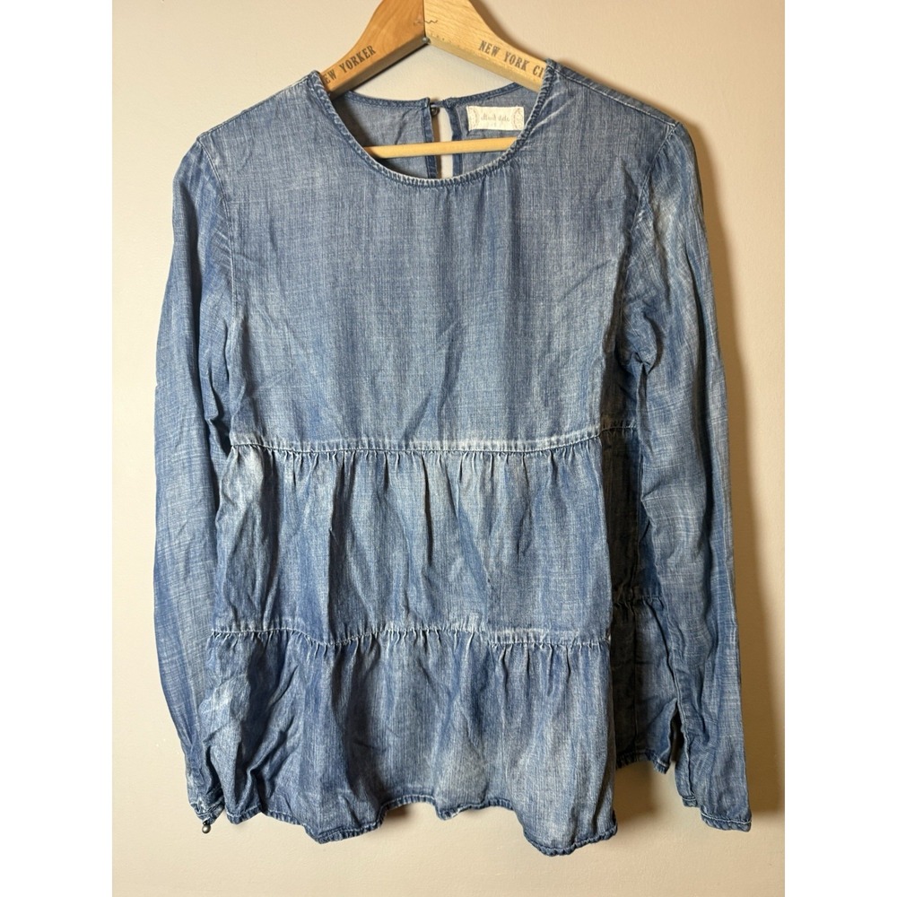 Altar'd State lightweight blue denim look long sleeve top size Small‎